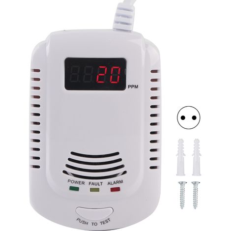 Gasleckmelder Mit Lautsprecher, Kontrollleuchte, Display Und Sprachsensor Für Die Haussicherheit, 90–240 V Eu-stecker