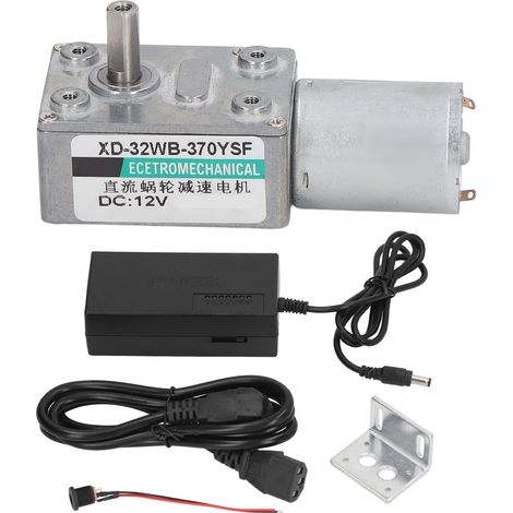 Gleichstrom-getriebemotor, Rechts-/linkslauf, Selbsthemmende Drehzahlregelung, Mikroturbine, Schneckengetriebe, 12 V, 300 U/min