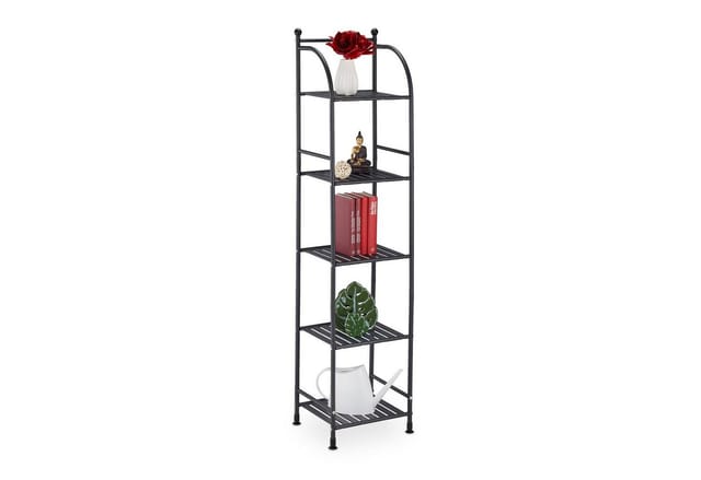 Standregal, Stahl, HxBxT: 145 x 33 x 28 cm, Regal Küche & Bad, 5 Gitterablagen, Metallregal stehend, schwarz - Relaxdays