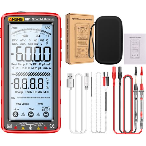 Intelligentes Digitales Multimeter Mit 6000 Messpunkten – Wiederaufladbar – Großes 5-zoll-lcd-display Mit Hintergrundbeleuchtung – Ncv-tester – Misst Spannung, Strom, Widerstand, Kapazität Und Tempera