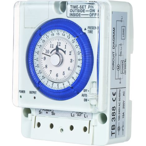 Mechanischer 24-stunden-timer Mit Batterie, Druckknopf, 100–240 V, 15 A, Din-schienenmontage, Für Energiesparende Led-lampen