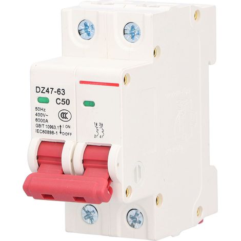 Miniatur-2p-leistungsschalter, Ergonomisches Design Mit Sichtfenster, 50 A Überlaststrom