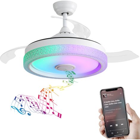 Moderner, Unsichtbarer Deckenventilator (107 Cm/42 Zoll), 3 Abs-flügel, Fernbedienung, Reversibler Gleichstrommotor Mit 32-w-led-beleuchtung