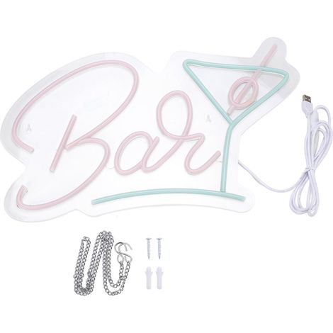 Neon-barschild (26 X 43 Cm), Usb-betrieben, Auffällige Led-beleuchtung Mit Aufhängekette Für Zuhause, Kneipe, Club, Party
