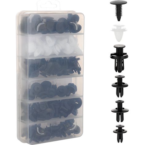 Packung Mit 100 Robusten, Druckfesten Nylon-kfz-befestigungsclips, Verpackt In Einer Box. Diese Clips Werden Häufig Zur Kfz-befestigung Verwendet.