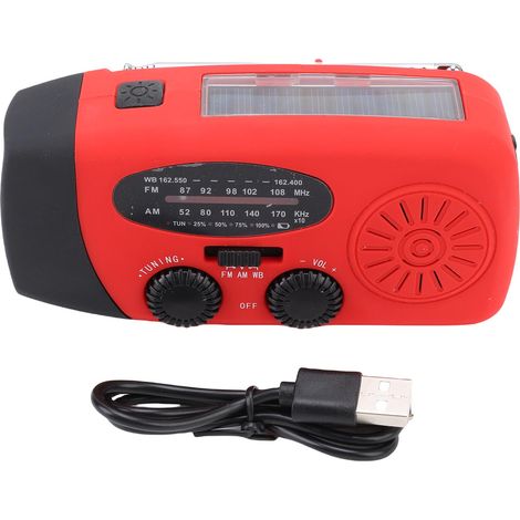 Solarbetriebenes Notfallradio Mit Handkurbel (typ C), Am/fm/wb-empfang, Wetterfest, Mit Led-taschenlampe, Sos-funktion Und 2000-mah-akku (7400 Mwh).