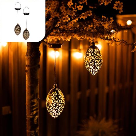 Tomshine Solarlaterne Für Den Außenbereich, 2 Gartenlaternen, Led-solarlaterne Aus Metall Für Terrasse Oder Baum