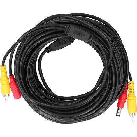 Tragbares Cctv-kabel, 2-in-1-videostromkabel, Rca- + Dc-anschluss Für Überwachungskamera, Dvd-player (20 M, 65,6 Ft)