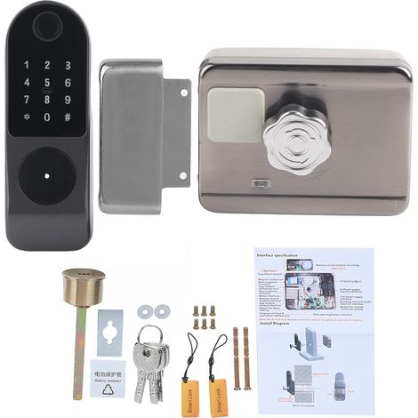 Wlan-türschloss, Fingerabdruckpasswort, Chipkarte, Schlüsselverkabelung, Kostenlose Digitale Zutrittskontrolle Für Tuya