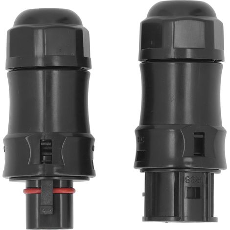 Wasserdichter Stromanschluss, 2 Stück, 3-polig, Temperaturbeständig, 500 V, Verpolungssichere Buchse