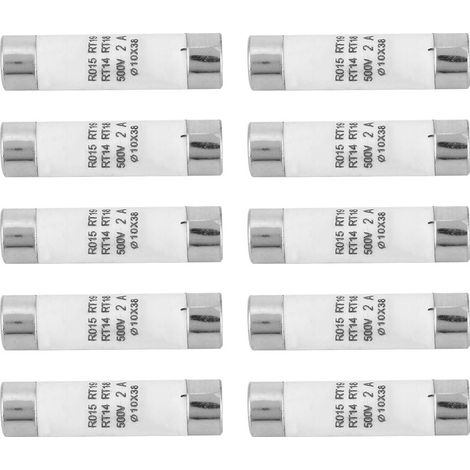 Zylindersicherung Mit Hohem Abschaltvermögen, 10 Stück, Mit Anzeige, 10x38, 380–500 V Ac, 2 A