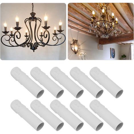 – 10er-pack E14-kerzenfassungen (10 Cm) – Schwer Entflammbar, Abs – Für Retro-kronleuchter Und Wandleuchten – Schnelle Montage – 10 Stück