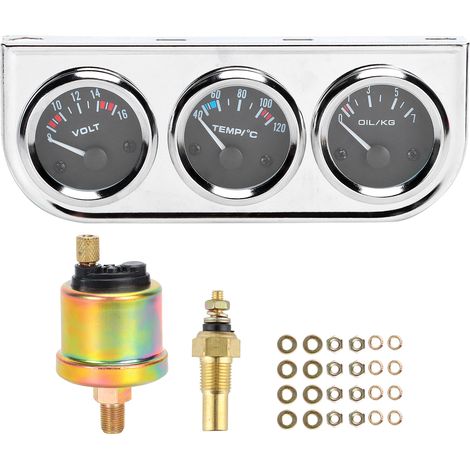 – 3-in-1-autoinstrument – Wassertemperatur 40–120 °c – Öldruck 0–7 Kg – Voltmeter 8–16 V – Einfache Installation 52 Mm – M10x1