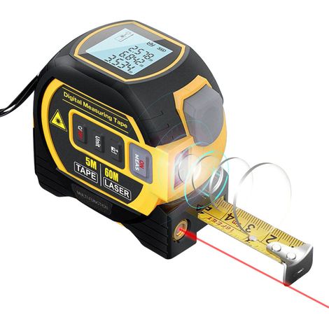 – 3-in-1-laser-entfernungsmesser (60 M) – 5 M Maßband – Material: Abs+tpr – Präziser Messbereich: ±2 Mm