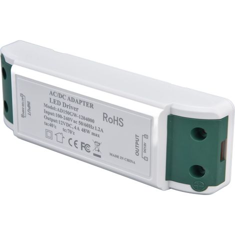 – 48-w-12-v-4-a-led-treiber – Konverteradapter Für Led-streifen – Schnelle Montage Mit Schrauben – Kompatibel Mit Schrankbeleuchtung