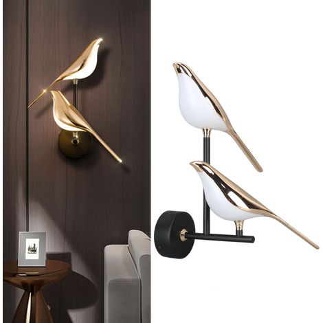 – Led-vogelwandleuchte 4500k – Natürliches Licht – Aluminium Und Eisen – 38 X 28 Cm – Einfache Montage Für Wohn- Und Schlafzimmer
