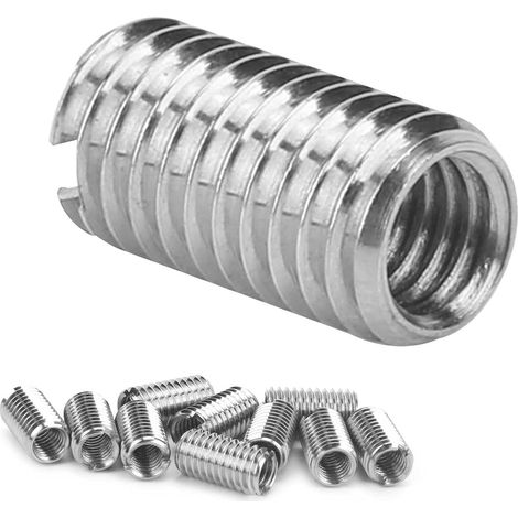 – Packung Mit 10 Gewindeeinsätzen M6x1,0 Und M8x1,25 – Edelstahl 303 – 15 Mm Länge Zur Reparatur Beschädigter Gewinde – 10 Stück