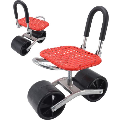 – Rollbarer Gartenarbeitssitz – Höhenverstellbar 23–35 Cm – Leichtgängige Räder – Für Unebenes Gelände – Tragkraft 120 Kg