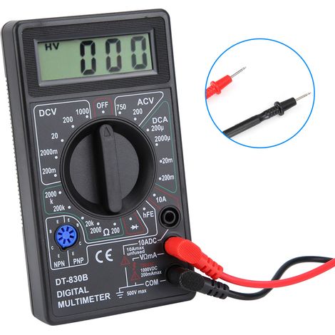 – Tragbares Lcd-digitalmultimeter Dt-830b – Misst Wechsel- Und Gleichspannung Bis 1000 V – Stromstärke Bis 10 A – Widerstand Bis 2000 Kω – Überlastschutz