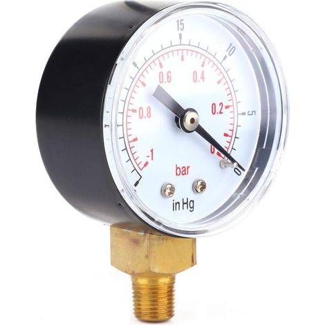 – Vakuummeter -1 Bis 0 Bar -30 Bis 0 Inhg 50 Mm - 1/8 Bspt-gewinde - Bodenanschluss Für Industrielle Anwendungen - 30-0 Inhg