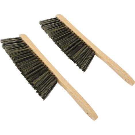 Set Aus 2 Holzstaubbesen Mit Langem Stiel, Handbürste Und Weichen Borsten Zur Reinigung Von Gartenmöbeln (braun)