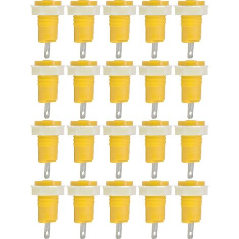 Packung Mit 20 Bananenstecker-klemmenblöcken, Messingadapter Für Sicheres Löten, 4 Mm² 402 1 Kv 32 A Gelbe Erdungsklemme