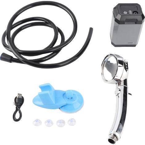 Tragbare, Per Usb Aufladbare Outdoor-reisedusche Mit Digitalanzeige, 5400 Mah Akku, Ideal Für Camping, Wandern Und Reisen (grau)