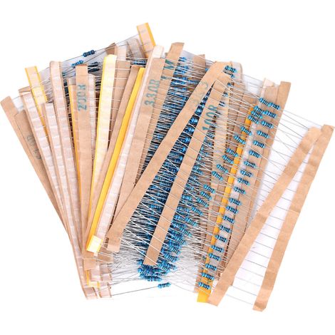 Set Mit 600 Widerständen (1/4 W), Sortiment Mit 5 Farbigen Ringen, Metallfilm, 1 % Genauigkeit, 10 Ω Bis 1 Mω