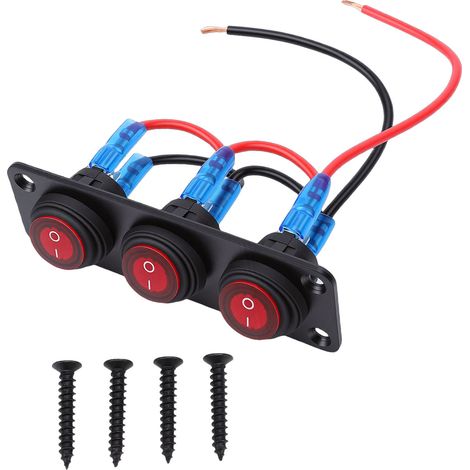 20-a-wippschalterfeld, 3-fach, Wasserdicht, Rote Runde Led, Kippschalter, Für Auto, Boot, Lkw