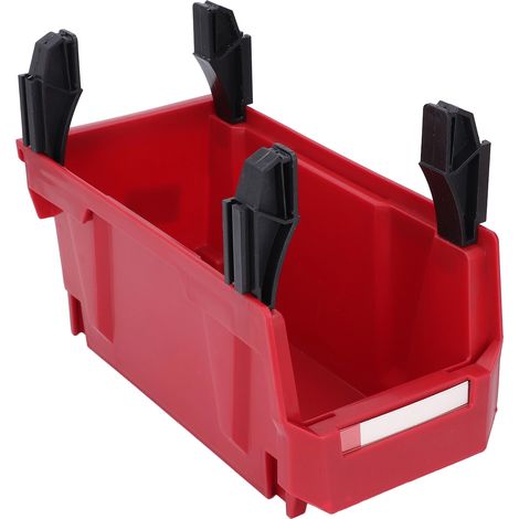 Dickwandiger Pp-aufbewahrungsbehälter Für Kleinteile, Große Öffnung, Werkzeugorganizer, Aufhängevorrichtung An Der Rückseite Für Die Werkstatt, 276 X 139 X 128 Mm, Rot