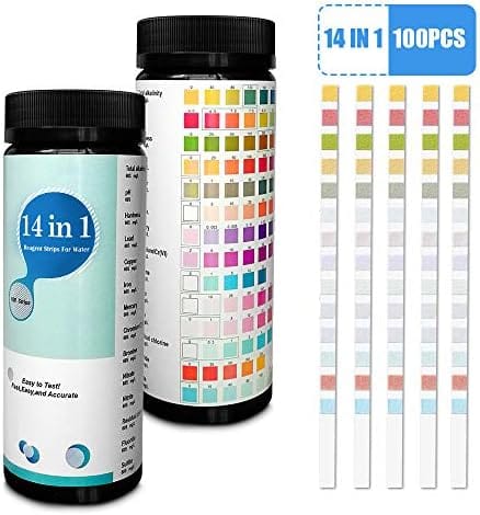 Tinor - 100er-Pack 14-in-1-Teststreifen für Trinkwasser und Leitungswasser, einfache und schnelle Erkennung von Härte, pH-Wert, Brom, Nitrat und mehr