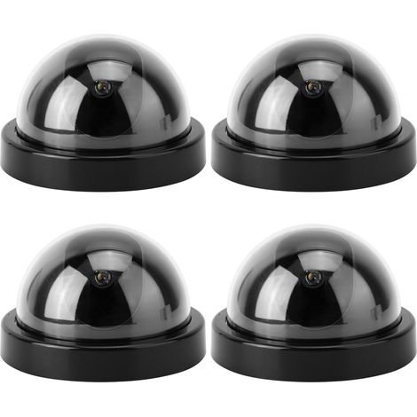 4er-pack Attrappen-dome-kamerasimulatoren Mit Blinkender Led Für Privathaushalte Und Unternehmen, Betrieb Mit 2 Aa-batterien (schwarz)