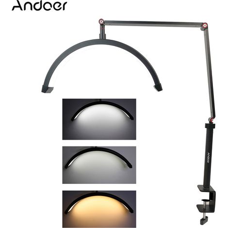 Hd-m3x Led-schreibtischlampe, Einstellbare Lichtfarbe 3000k–6000k, Metallklemme, Schwarz, 220 V