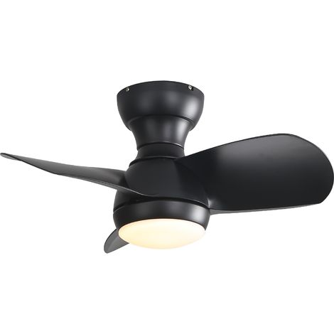 Schwarzer Deckenventilator (58 Cm) Für Schlafzimmer – Mit Dimmbarer 3-farben-led-beleuchtung (18 W), 3 Abs-flügeln, Fernbedienung Und Gleichstrommotor