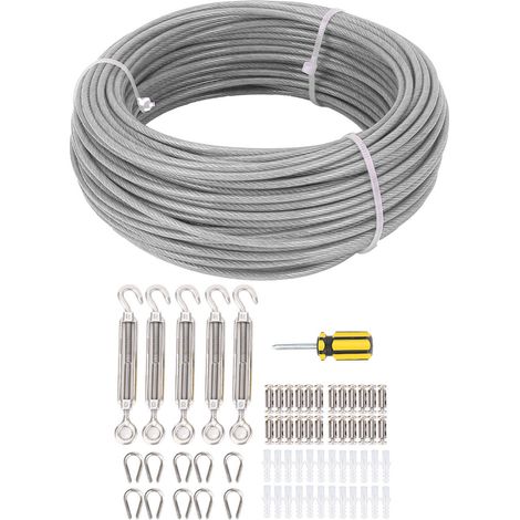 3 Mm X 30 M Transparent Ummanteltes Stahlseil Für Zaun-/markisen-set