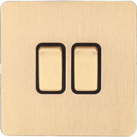 Moderner 2-fach-schalter, Pc-sockel, Vergoldete Edelstahlplatte Für Haushaltsgeräte, Ac 250 V