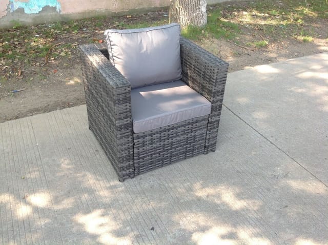 Fimous - Rattan Gartenmöbel -Gartenlounge Sofa mit Kissen Polyrattan Ecksofa Rattansofa Ecksessel für Balkon, Garten, Terrasse(Dunkelgrau Mischen)