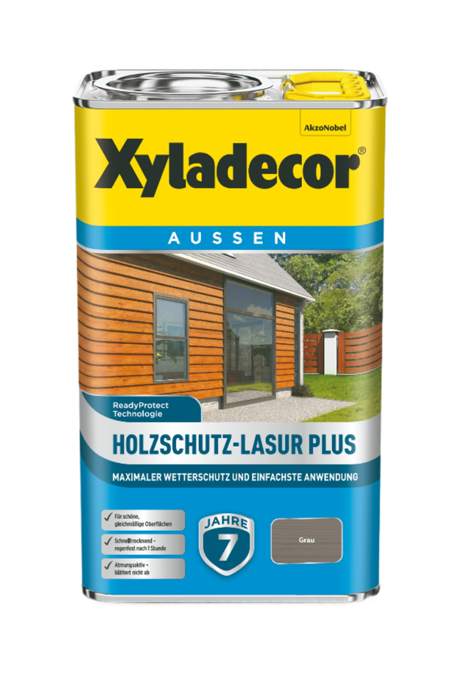 Holzschutz-Lasur Plus, Grau, 2,5 l - Xyladecor