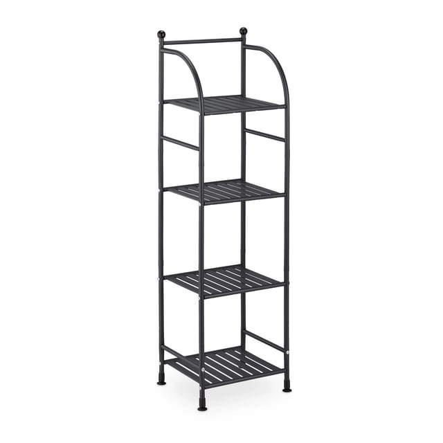 Standregal, Stahl, HxBxT: 115 x 33 x 28 cm, Regal Küche & Bad, 4 Gitterablagen, Metallregal stehend, schwarz - Relaxdays