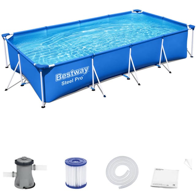 Pro rechteckiger Stahlpool mit Luftreiniger 400x211x81 5700 l 56424