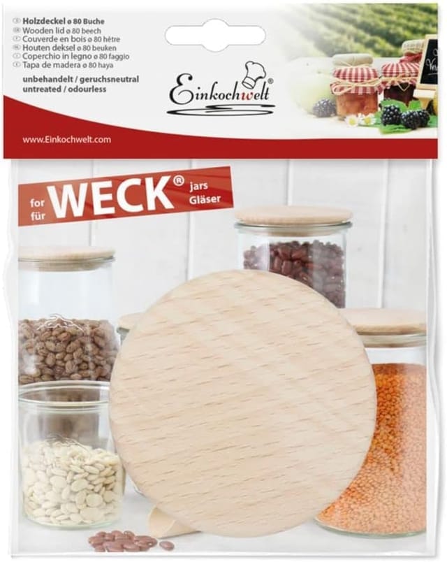 Holzdeckel 80mm Buche - Weck