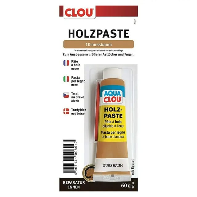 Aqua Holzpaste 10 Nußbaum mit Spatel 60g - Clou