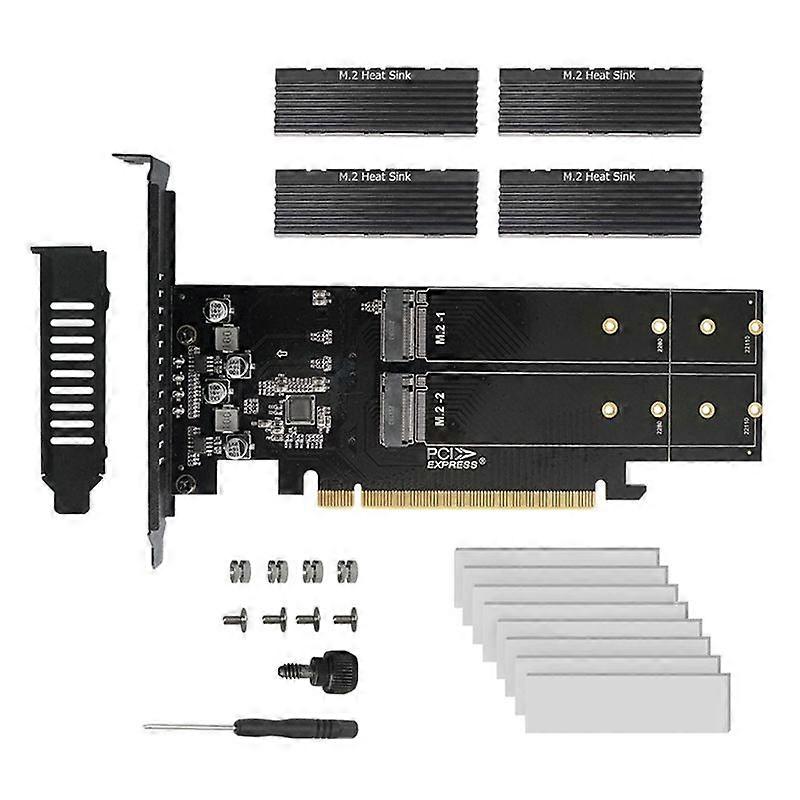 Pcie-zu-m.2-adapterkarte, 4-port-nvme-m.2-pcie-x16-ssd-erweiterungskarte