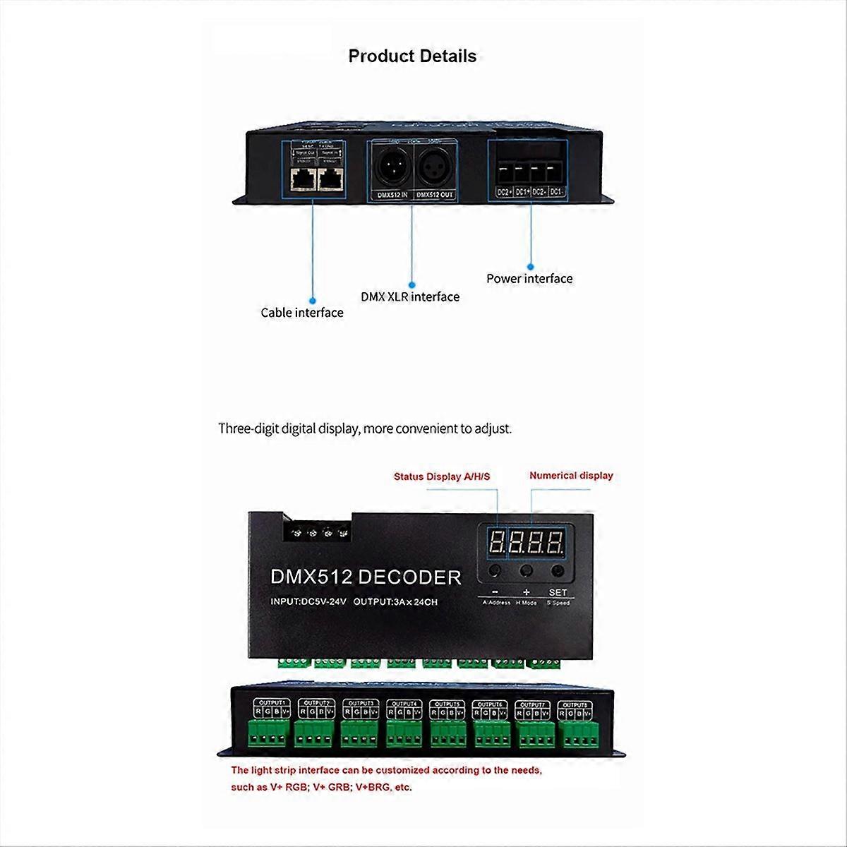 24-kanal Rgb Rgbw Dmx512 Digitaldecoder, Rgbw-decoder Für Led-streifen (a)
