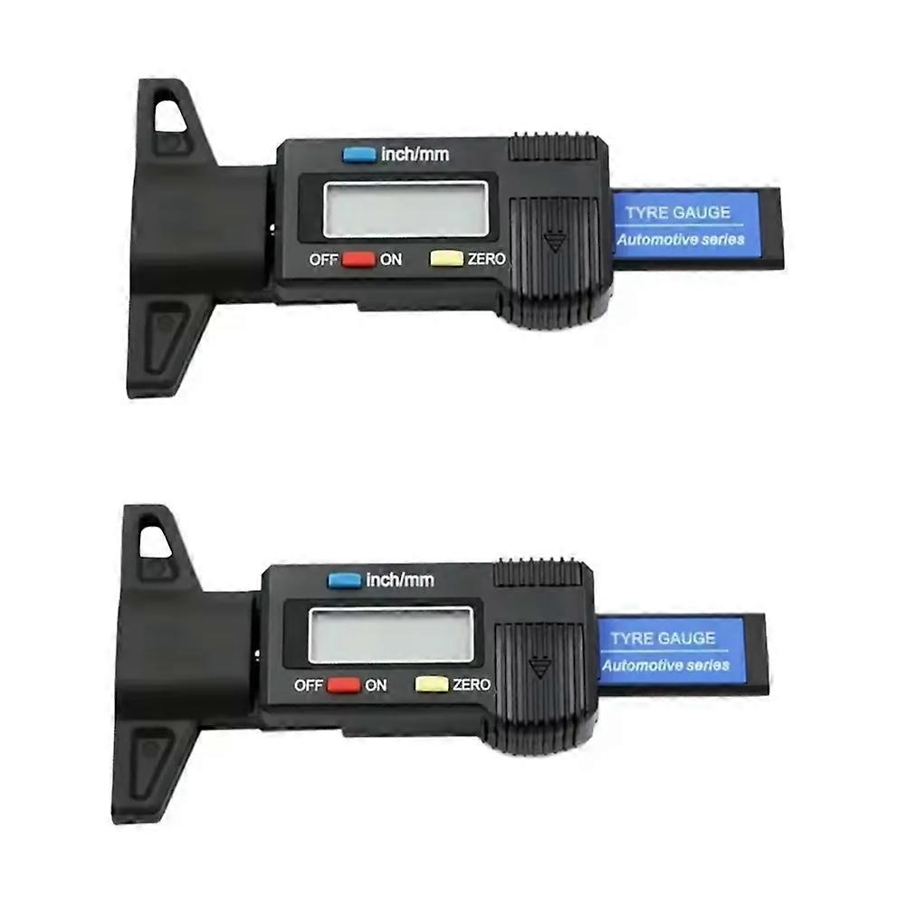 Set Aus 2 Reifenprofiltiefenmessern Mit Lcd-bildschirm, Für Autoreifen, Misst Von 0 Bis 25 Mm, Reparatur- Und Prüfwerkzeug.