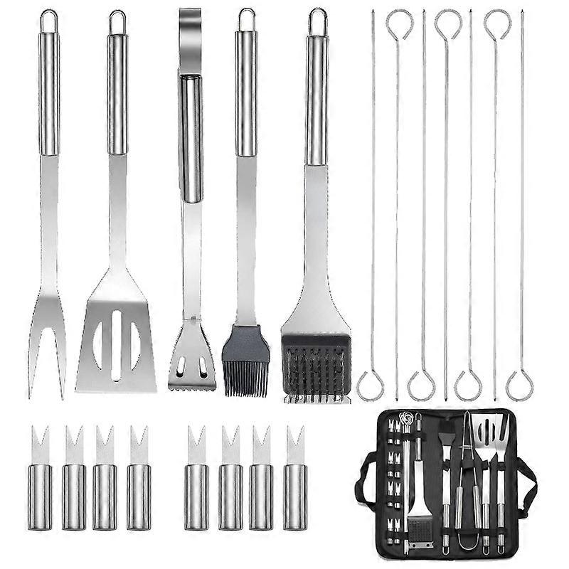 Set Mit 20 Grillutensilien Aus Edelstahl.