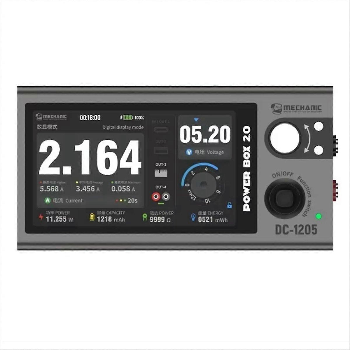 Power Box 2.0 – Einstellbares, Tragbares Netzteil Mit Digital-/kurven-/zeigeranzeige, 12 V 5 A Ausgang, Eingebauter Akku