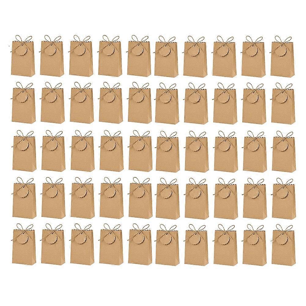 Set Mit 50 Geschenkboxen Aus Kraftpapier Mit Schleifenanhängern, Bonbonverpackungstüten, Braun