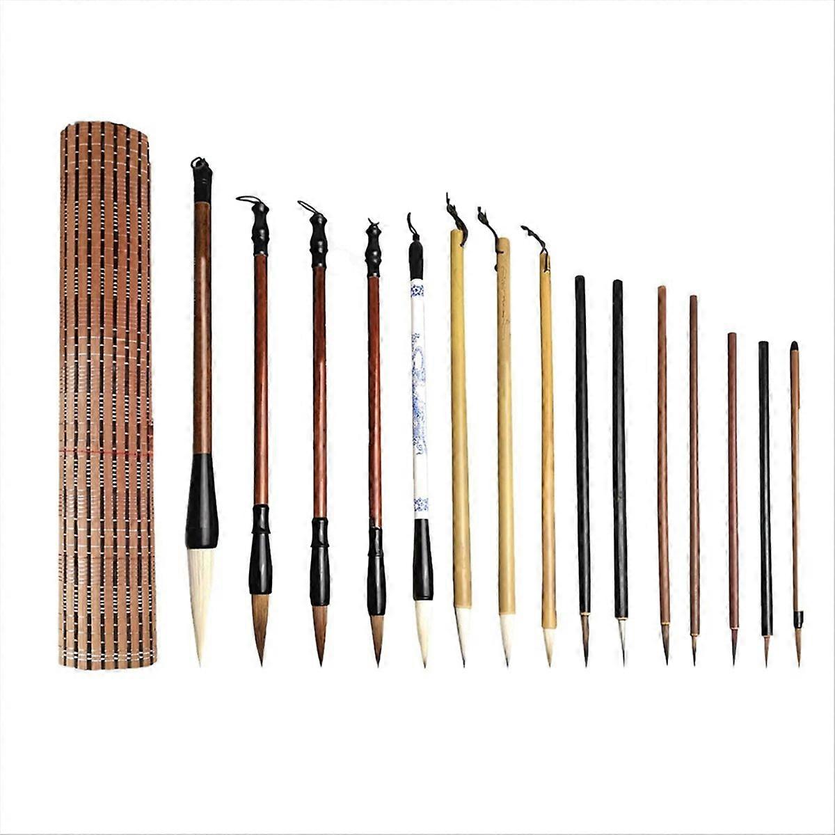 Set Chinesischer Kalligrafiepinsel, 15 Schreibpinsel Mit Stifthalter
