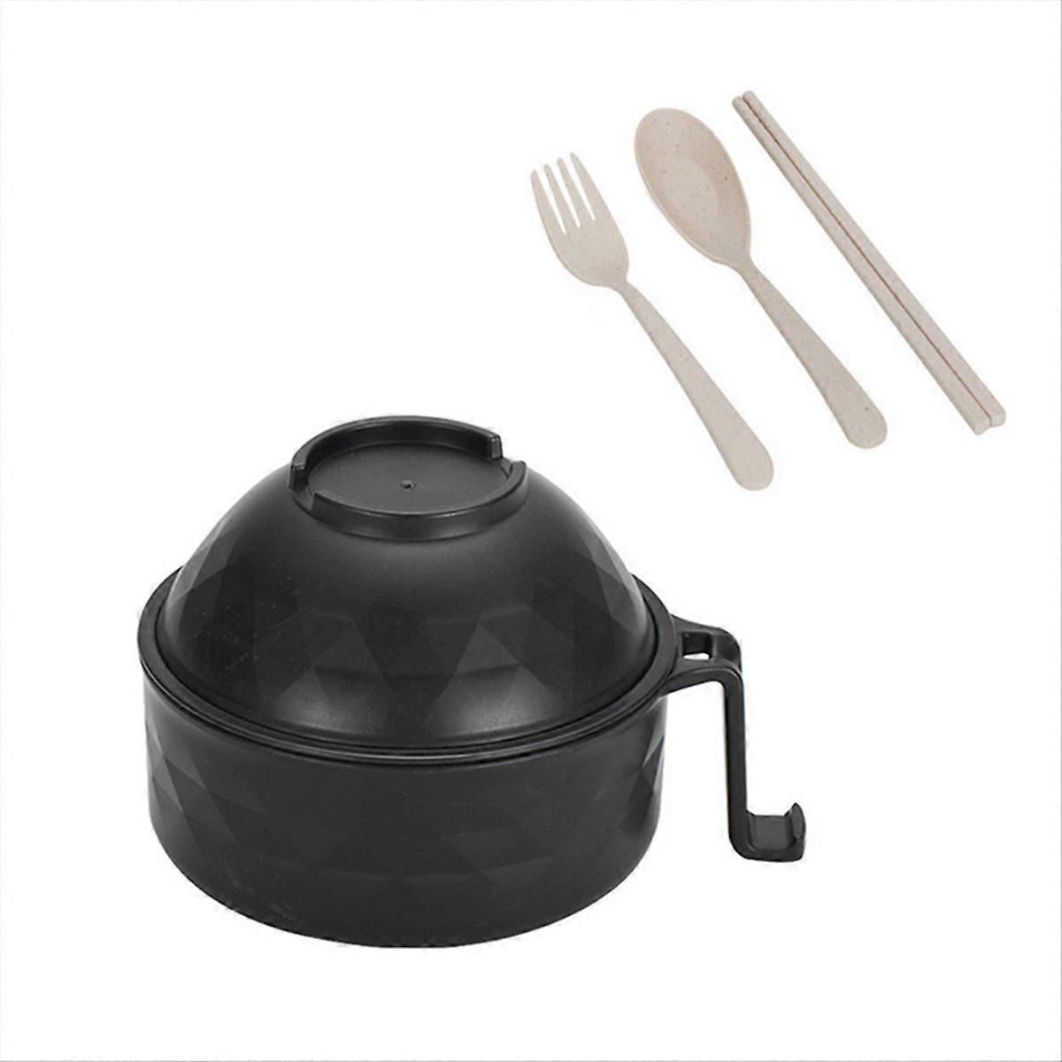Ramen-kochset – Strohhalm-instantnudelschüssel Mit Griffen, Schwarz